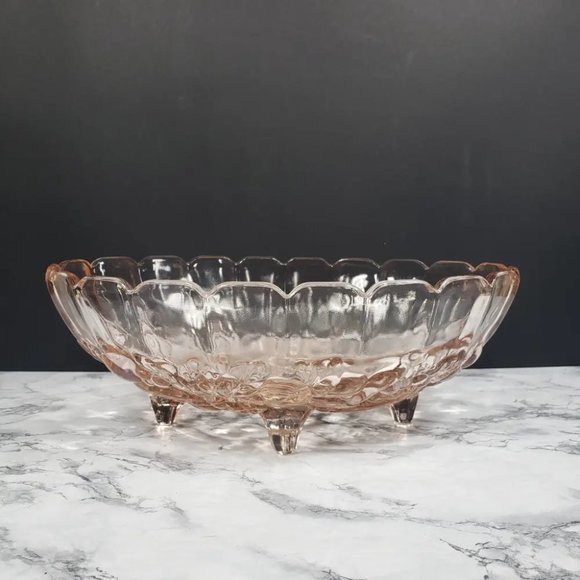 Indiana Glass Garland Pink Fruit Centerpiece Bowl Vintage - Picture 1 of 9